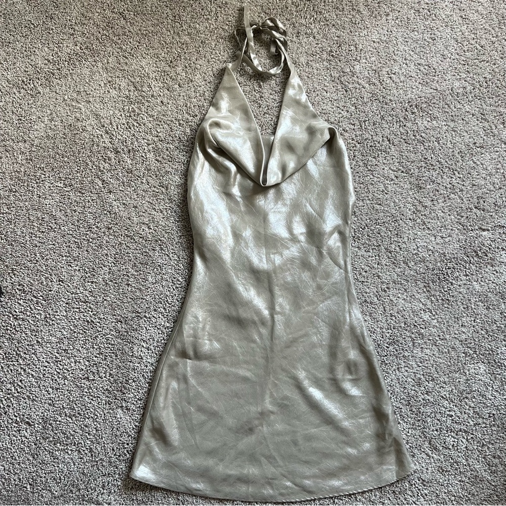 Zara Metallic Halter Mini Dress